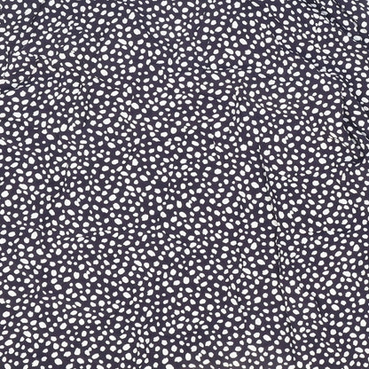 Marks & Spencer Womens Blue Polka Dot Viscose Basic Button-Up Size 8 Collared