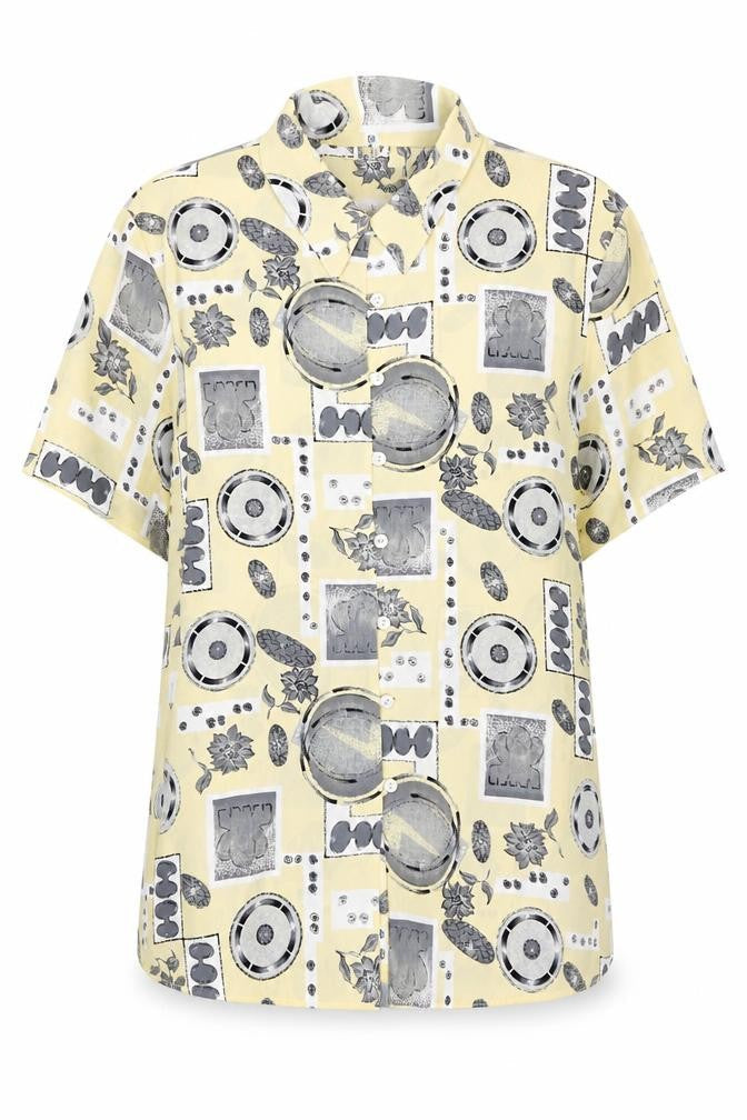 Preworn Womens Multicoloured Floral Polyester Basic Button-Up Size 16 Collared - Retro