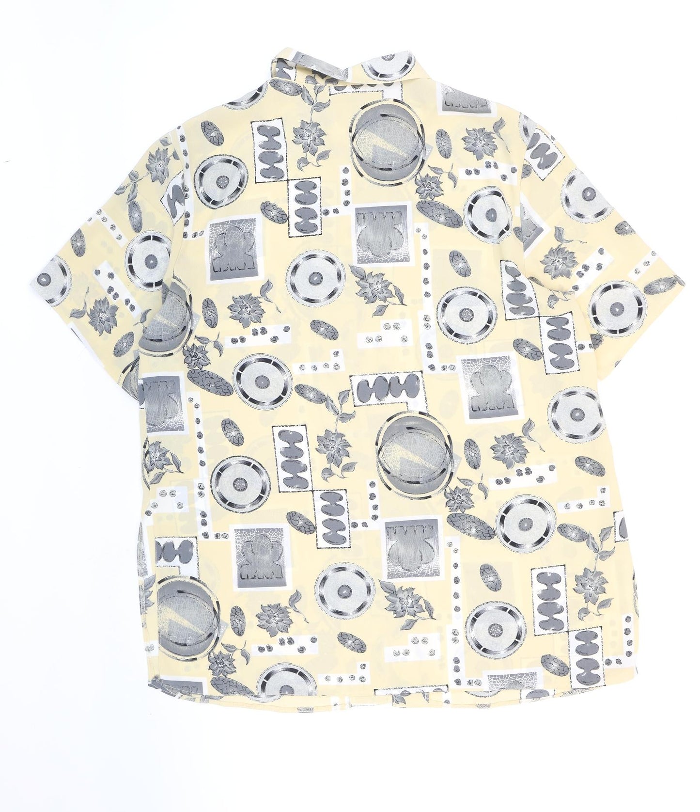 Preworn Womens Multicoloured Floral Polyester Basic Button-Up Size 16 Collared - Retro