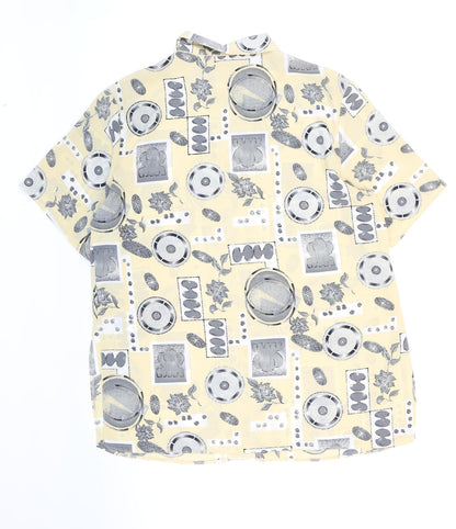 Preworn Womens Multicoloured Floral Polyester Basic Button-Up Size 16 Collared - Retro