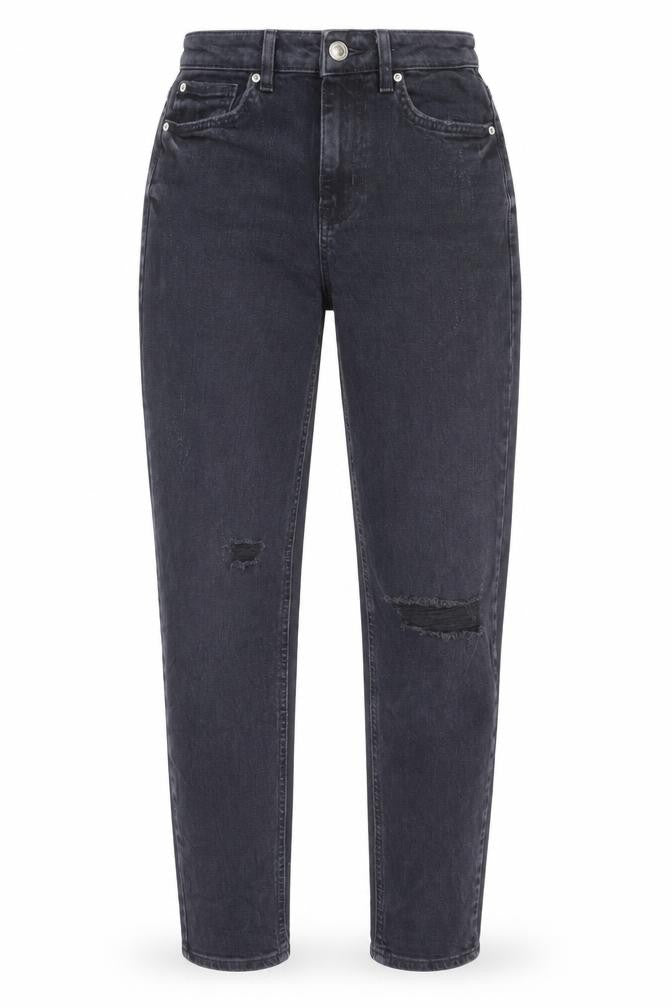 Marks & Spencer Womens Blue Cotton Mom Jeans Size 6 L28 in Regular Zip