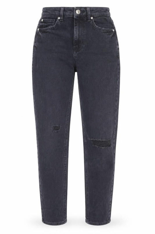 Marks & Spencer Womens Blue Cotton Mom Jeans Size 6 L28 in Regular Zip