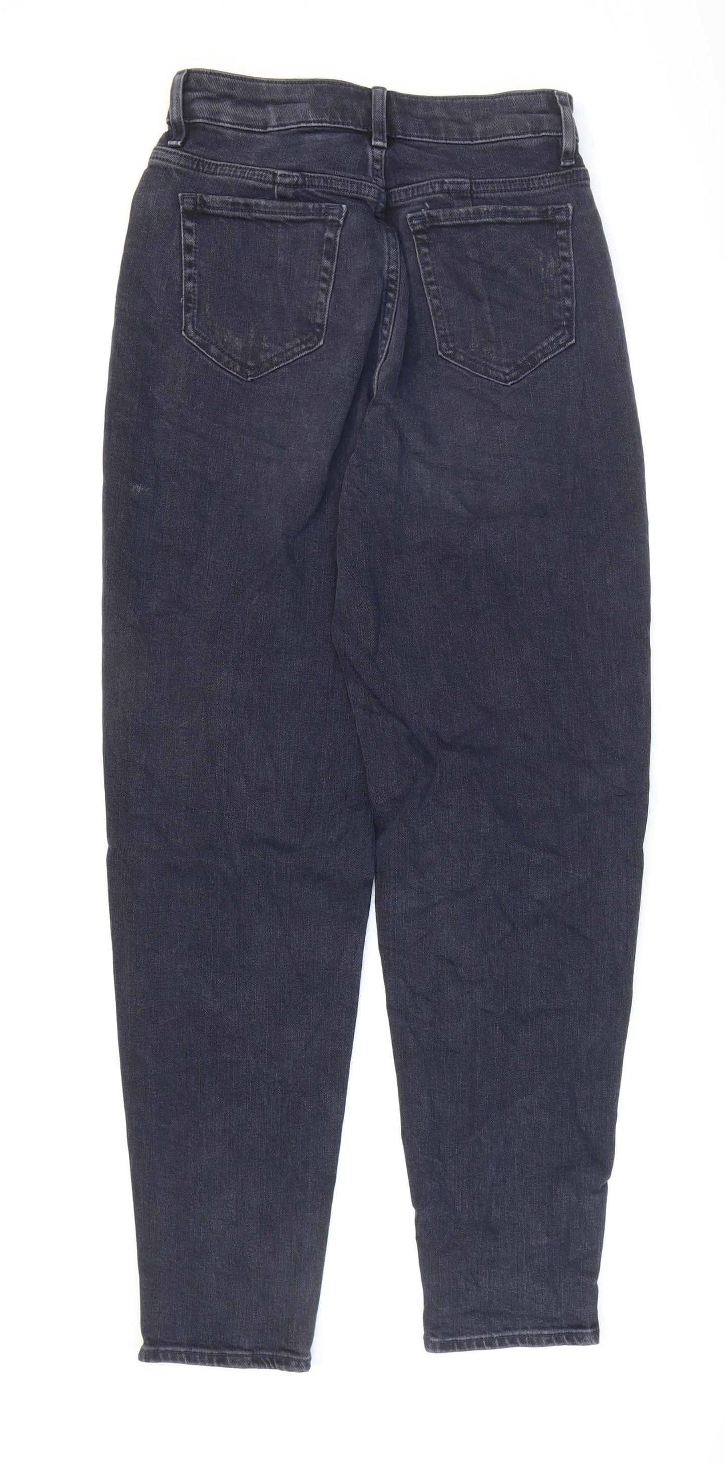 Marks and Spencer Womens Blue Cotton Mom Jeans Size 6 L28 in Regular Zip