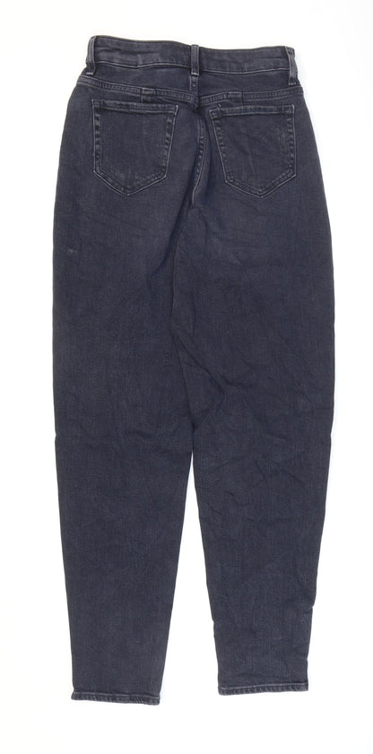 Marks & Spencer Womens Blue Cotton Mom Jeans Size 6 L28 in Regular Zip