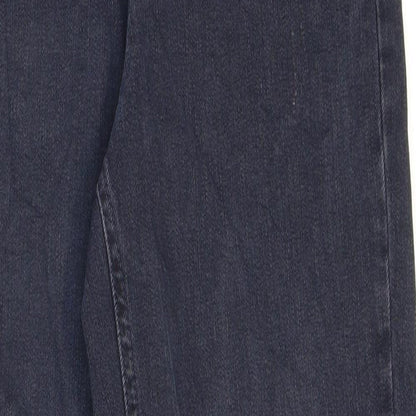 Marks & Spencer Womens Blue Cotton Mom Jeans Size 6 L28 in Regular Zip