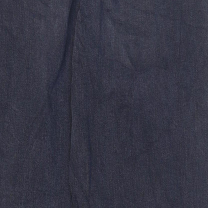 Marks & Spencer Womens Blue Cotton Mom Jeans Size 6 L28 in Regular Zip