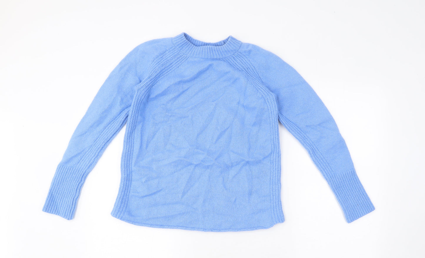 Marks and Spencer Womens Blue Round Neck Polyester Pullover Jumper Size S