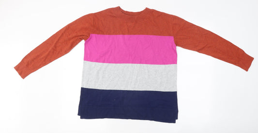 Lands' End Mens Multicoloured Striped Polyester Button-Up Size S Round Neck