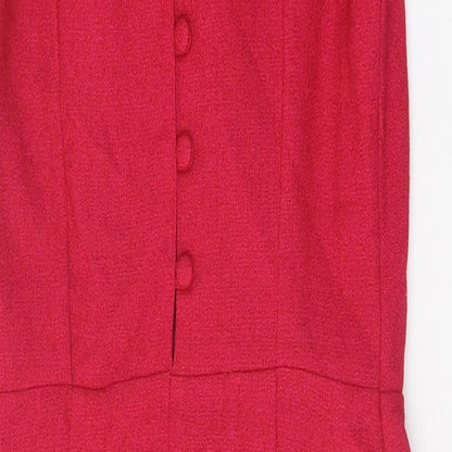 Next Womens Pink Polyester Bodycon Size 8 V-Neck Button - Slit