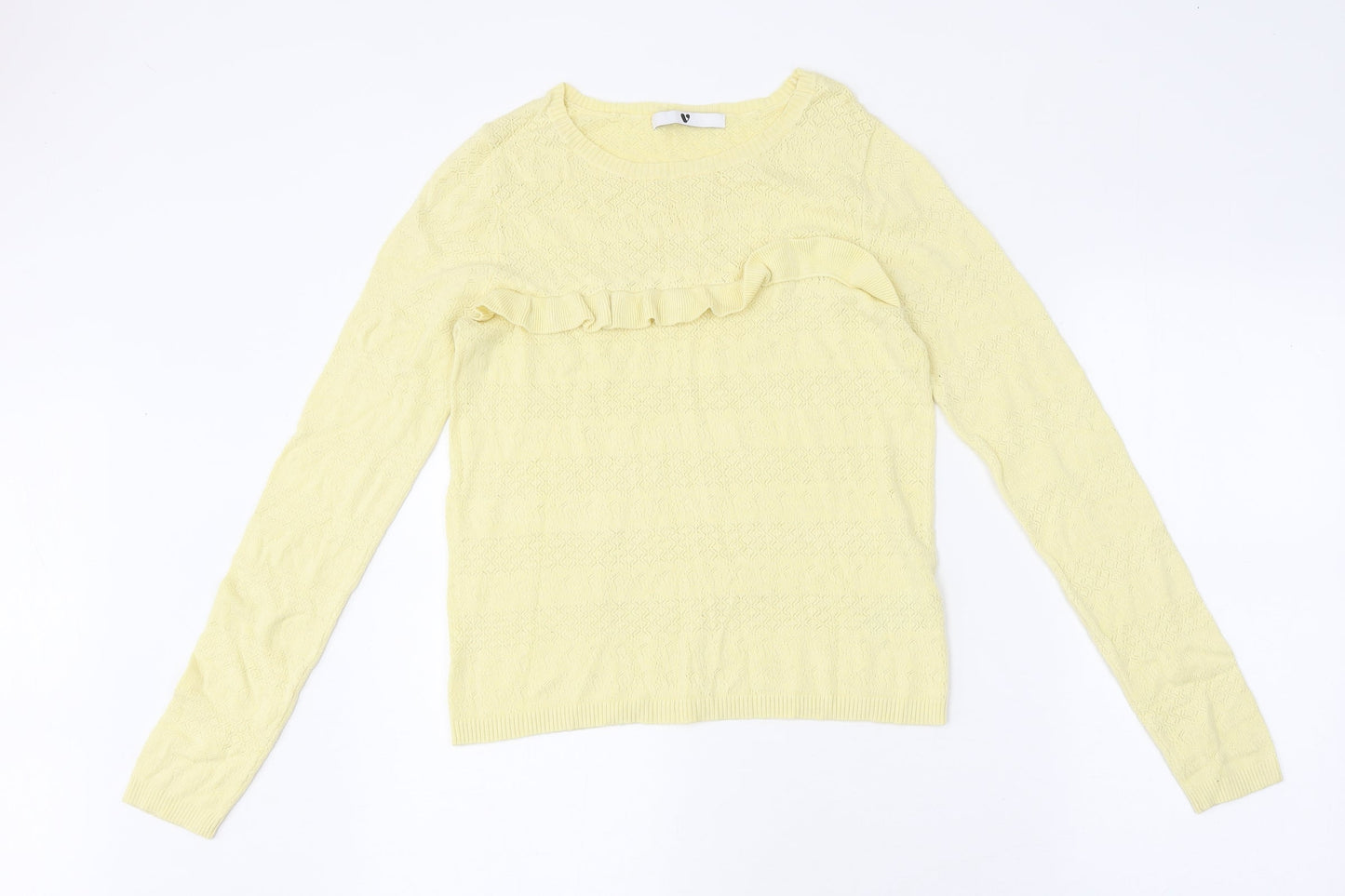 Very Womens Yellow Polyester Basic T-Shirt Size 10 Round Neck