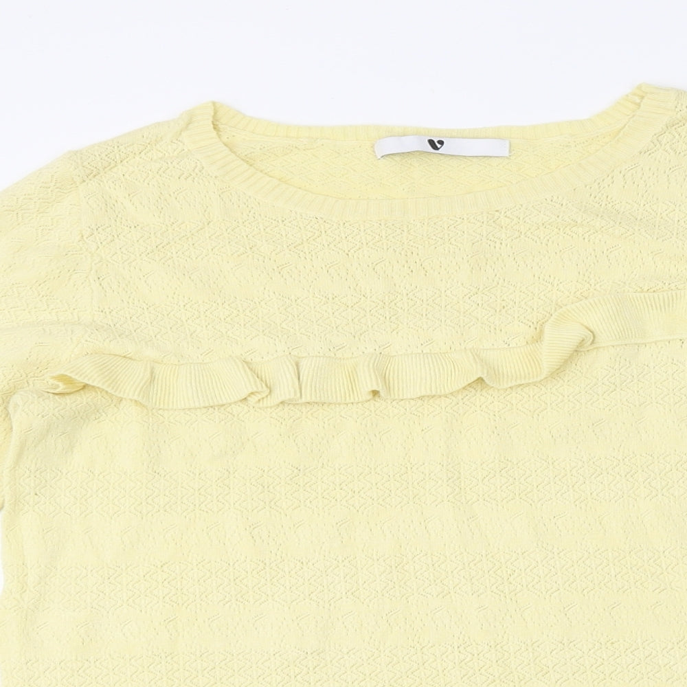 Very Womens Yellow Polyester Basic T-Shirt Size 10 Round Neck