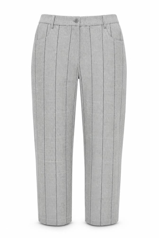 Cotton Traders Womens Grey Check Polyester Trousers Size 12 L28 in Regular Zip