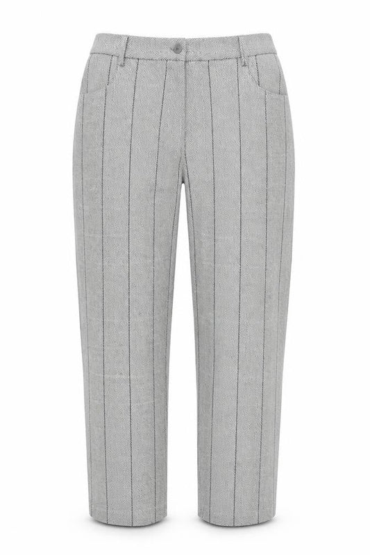 Cotton Traders Womens Grey Check Polyester Trousers Size 12 L28 in Regular Zip