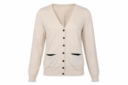 Devided Womens Beige V-Neck Polyester Cardigan Jumper Size 4