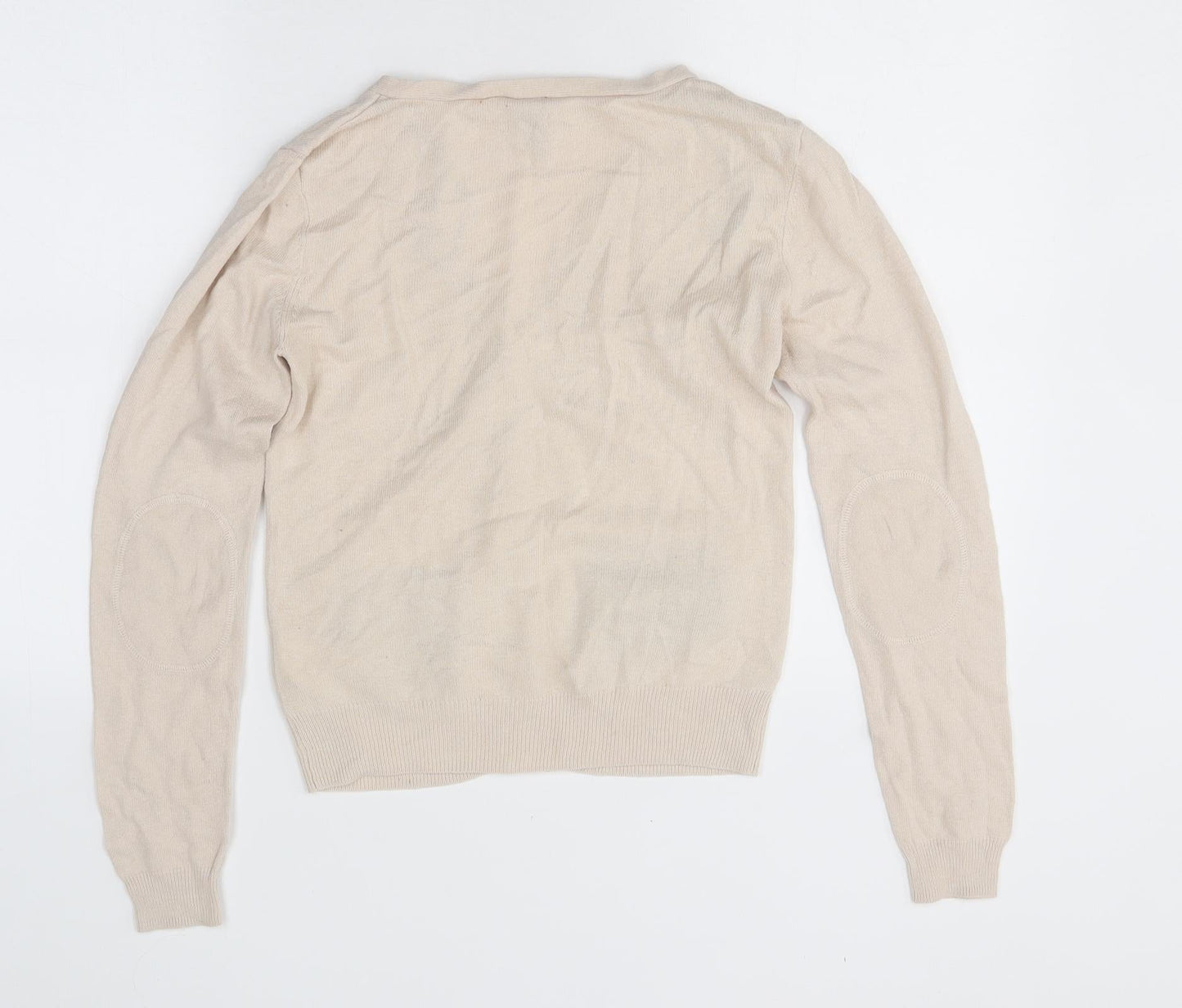Devided Womens Beige V-Neck Polyester Cardigan Jumper Size 4