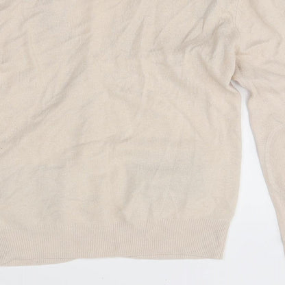 Devided Womens Beige V-Neck Polyester Cardigan Jumper Size 4