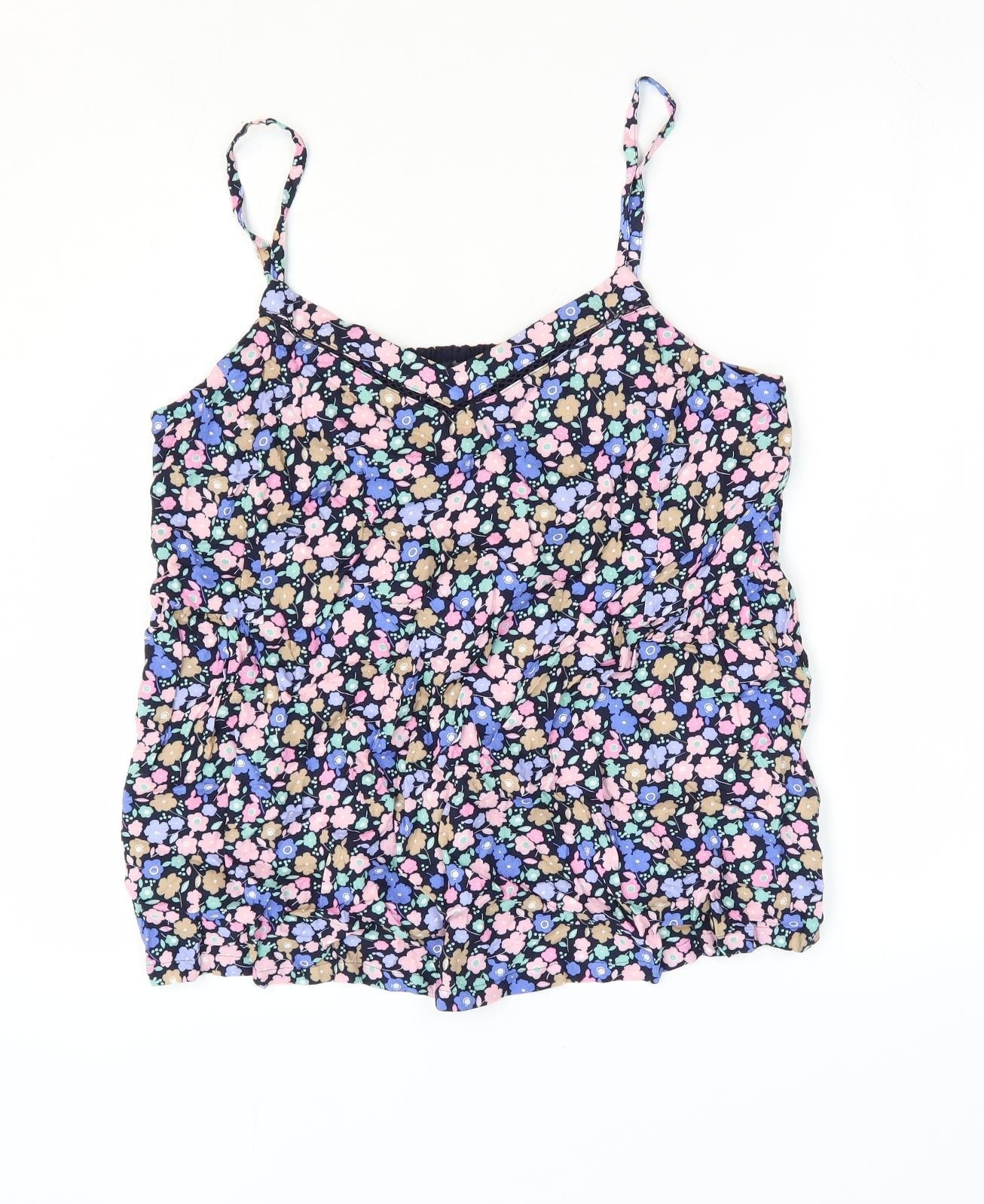 Marks and Spencer Womens Multicoloured Floral Viscose Camisole Blouse Size 12 V-Neck - Shirred Back