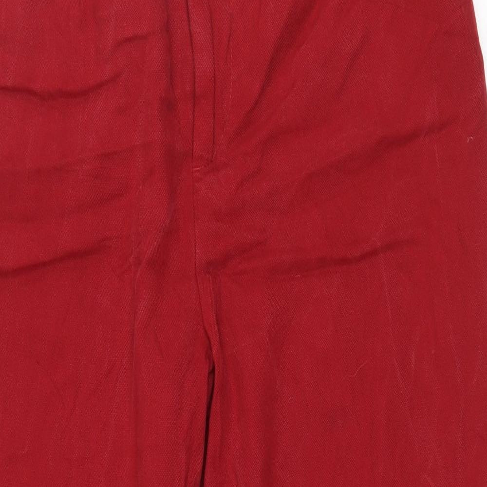 Zara Womens Red Lyocell Trousers Size XS L21 in Regular Zip