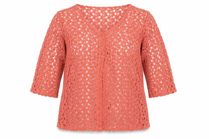 Daxon Womens Orange Polyester Basic Button-Up Size 10 V-Neck