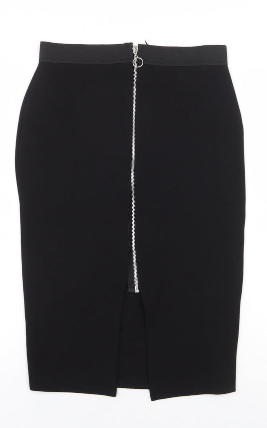 Select Womens Black Polyester Straight & Pencil Skirt Size 6 Zip - Front Slit