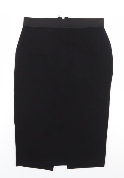 Preloved Select Womens Black Polyester Straight & Pencil Skirt Size 6 Zip - Front Slit - Back