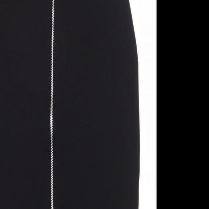 Preloved Select Womens Black Polyester Straight & Pencil Skirt Size 6 Zip - Front Slit - Detail