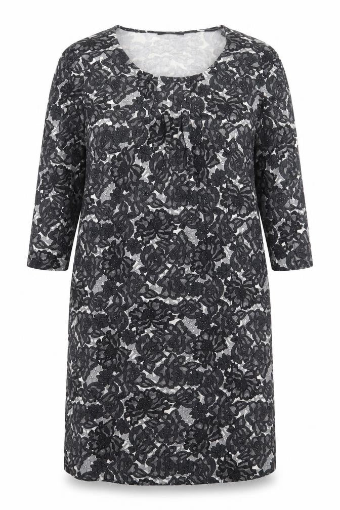 Marks & Spencer Womens Black Floral Viscose A-Line Size 14 Round Neck Pullover