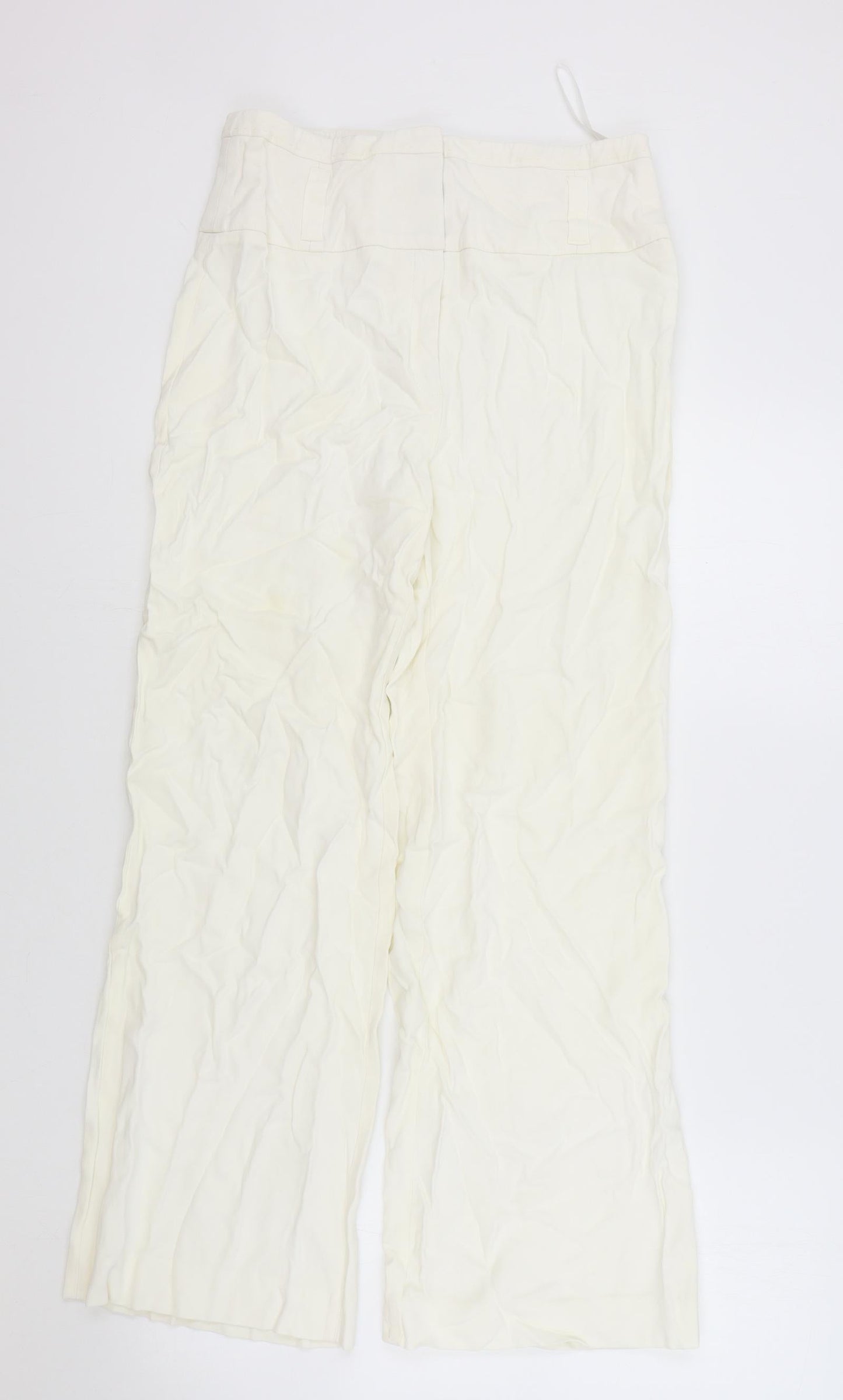 Principles Womens Ivory Acetate Chino Trousers Size 10 L26.5 in Regular Zip