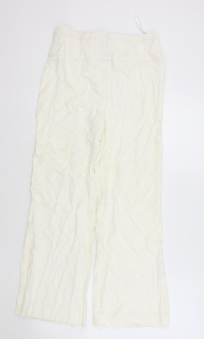 Principles Womens Ivory Acetate Chino Trousers Size 10 L26.5 in Regular Zip