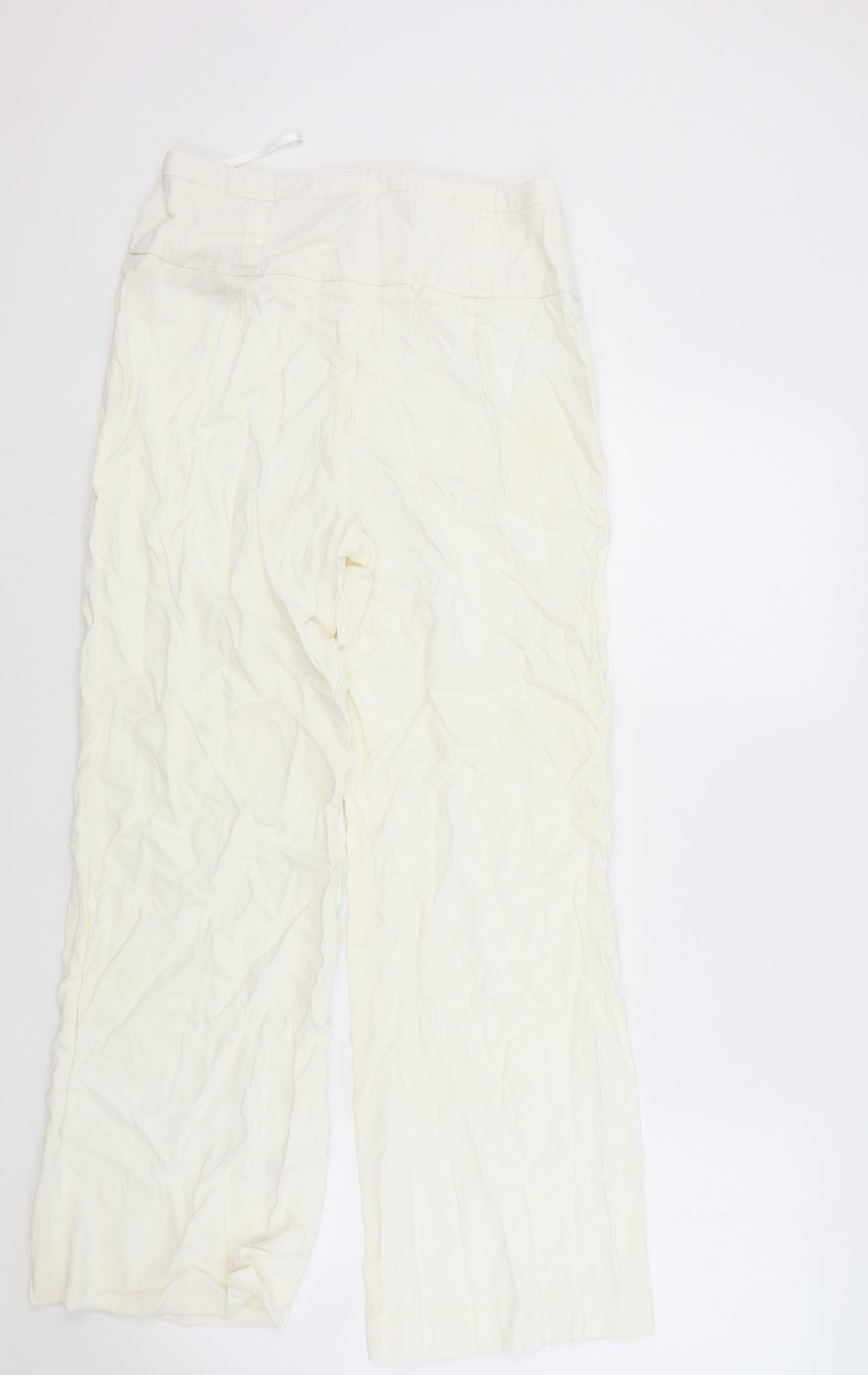 Principles Womens Ivory Acetate Chino Trousers Size 10 L26.5 in Regular Zip