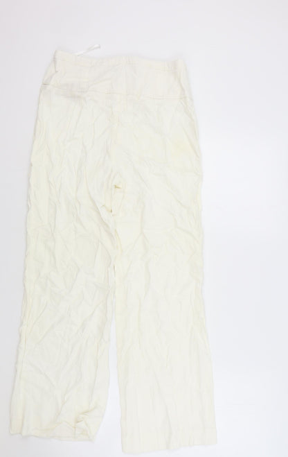Principles Womens Ivory Acetate Chino Trousers Size 10 L26.5 in Regular Zip