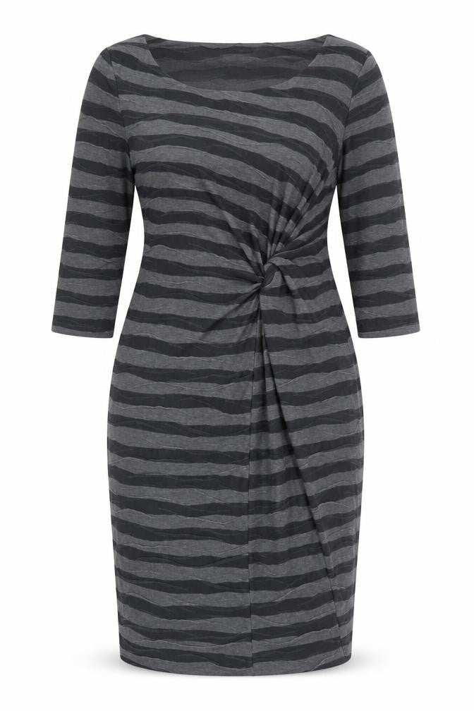 Per Una Womens Grey Striped Polyester Bodycon Size 14 Boat Neck Pullover
