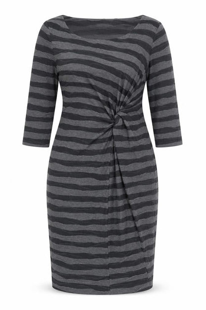 Per Una Womens Grey Striped Polyester Bodycon Size 14 Boat Neck Pullover