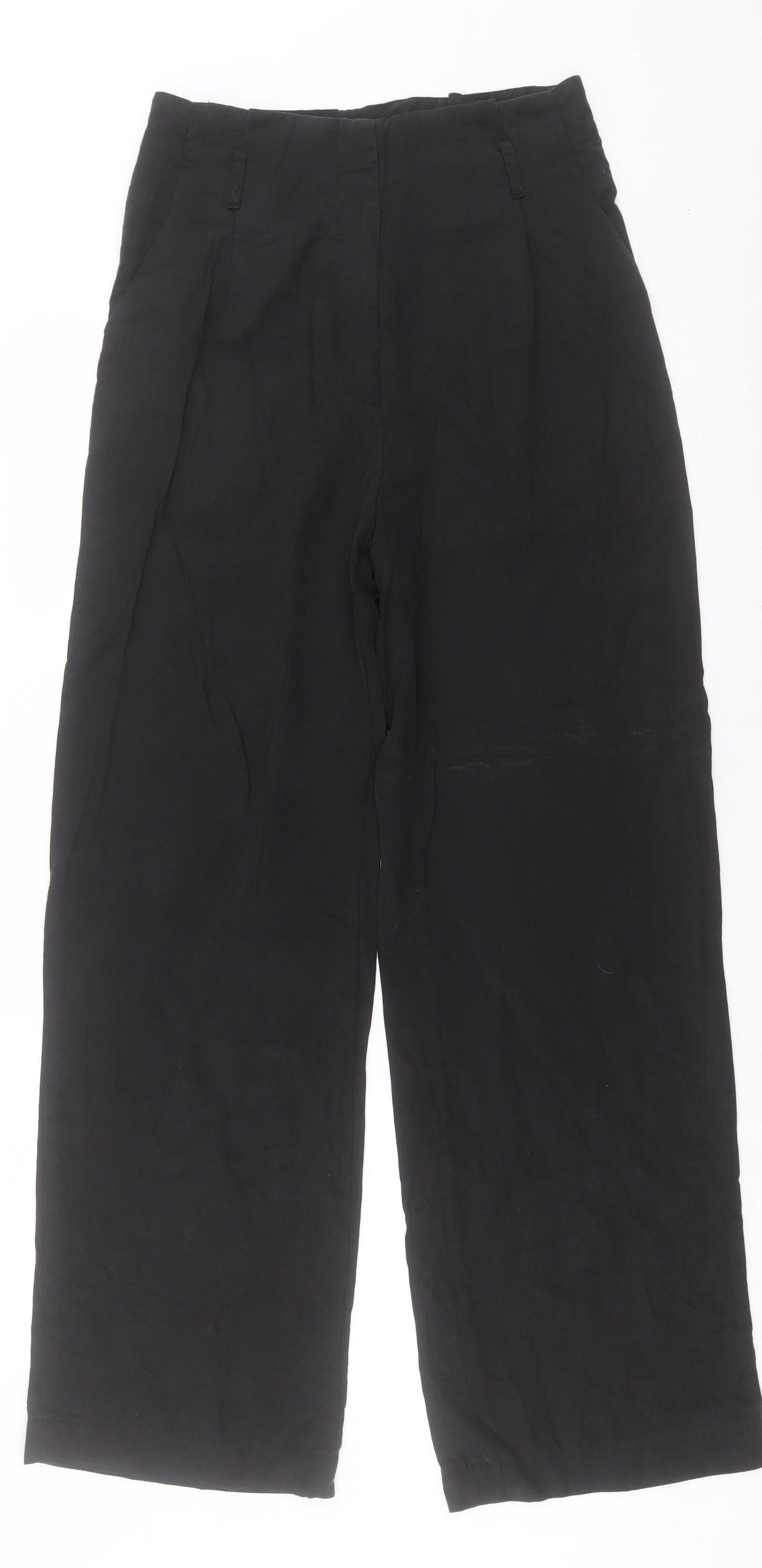 H&M Womens Black Lyocell Trousers Size 10 L31 in Regular Hook & Eye