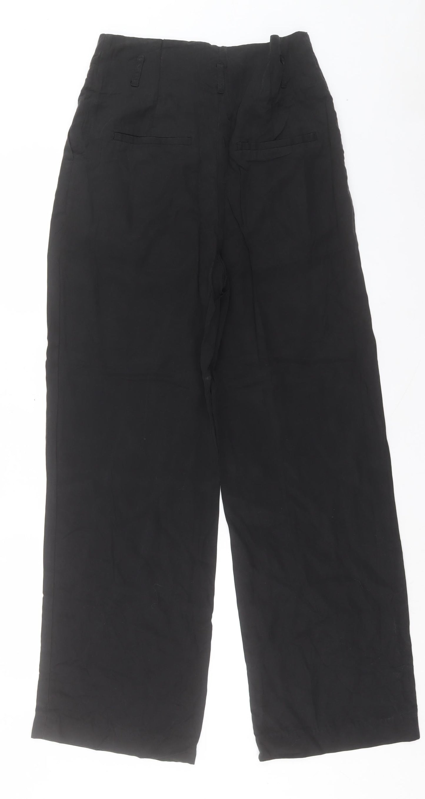 H&M Womens Black Lyocell Trousers Size 10 L31 in Regular Hook & Eye