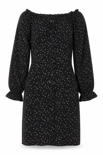 Missguided Womens Black Fair Isle Polyester A-Line Size 8 Boat Neck Button