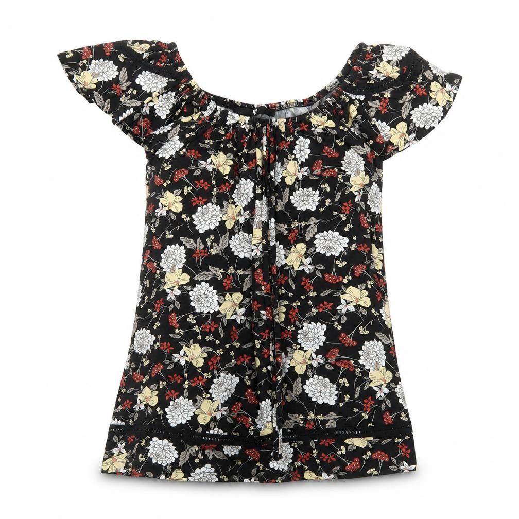 Very Womens Multicoloured Floral Viscose Basic T-Shirt Size 10 Off the Shoulder