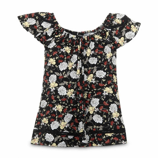 Very Womens Multicoloured Floral Viscose Basic T-Shirt Size 10 Off the Shoulder