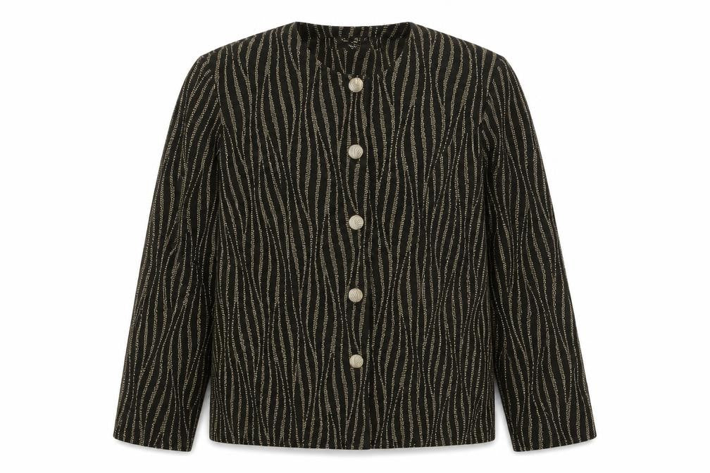 Bonmarché Womens Black Animal Print Jacket Size 14 Button