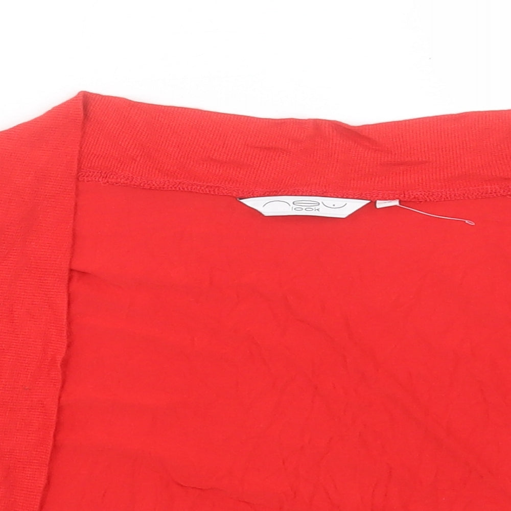 New Look Womens Red V-Neck Viscose Cardigan Jumper Size 18