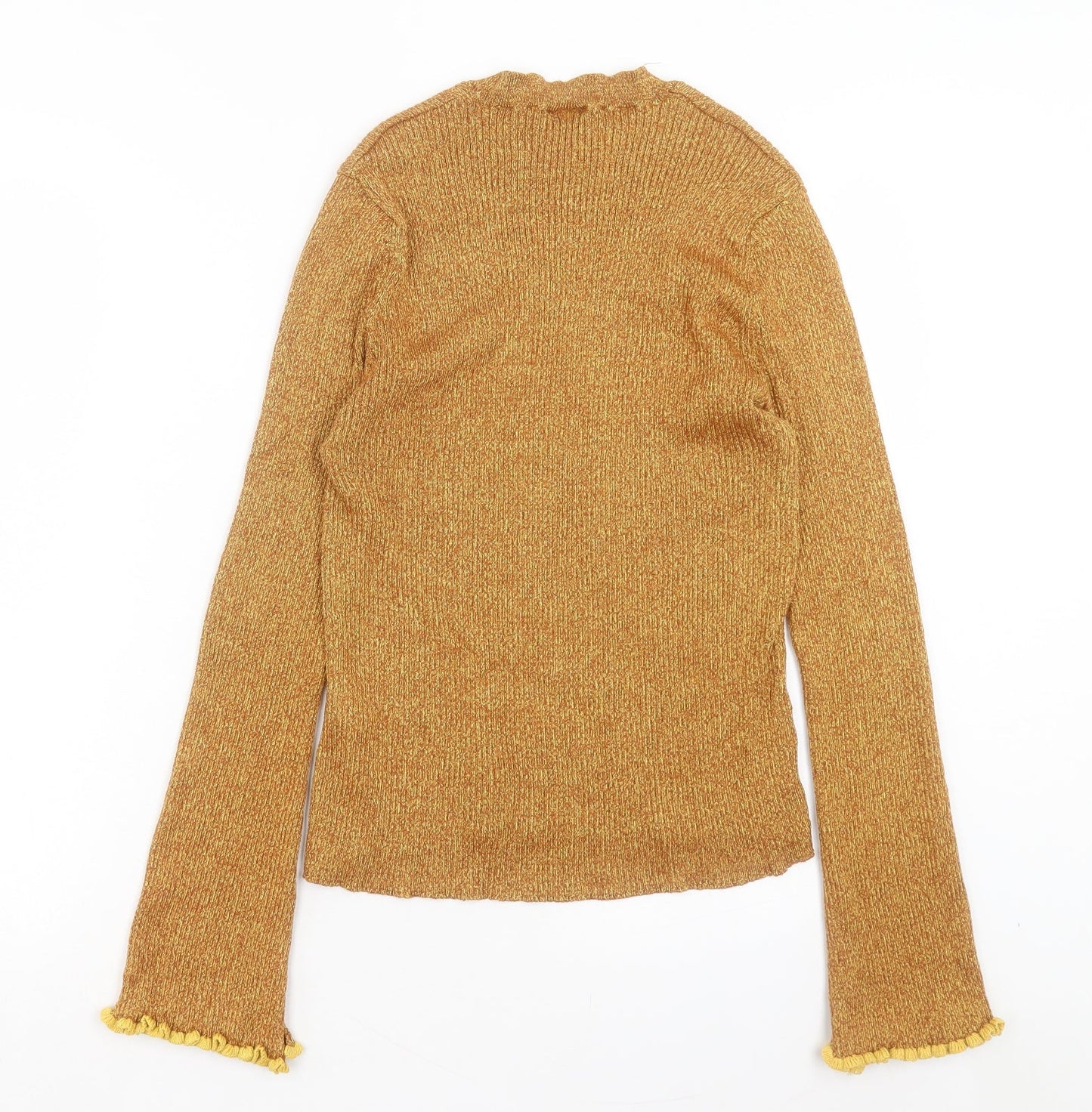 Topshop Womens Yellow Round Neck Viscose Pullover Jumper Size 16