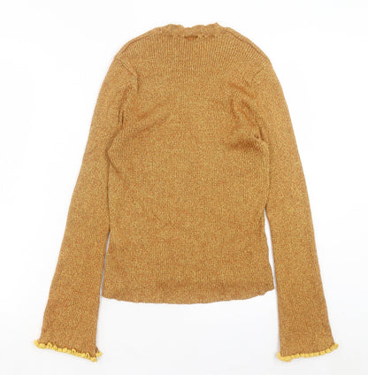 Topshop Womens Yellow Round Neck Viscose Pullover Jumper Size 16