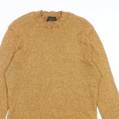 Topshop Womens Yellow Round Neck Viscose Pullover Jumper Size 16