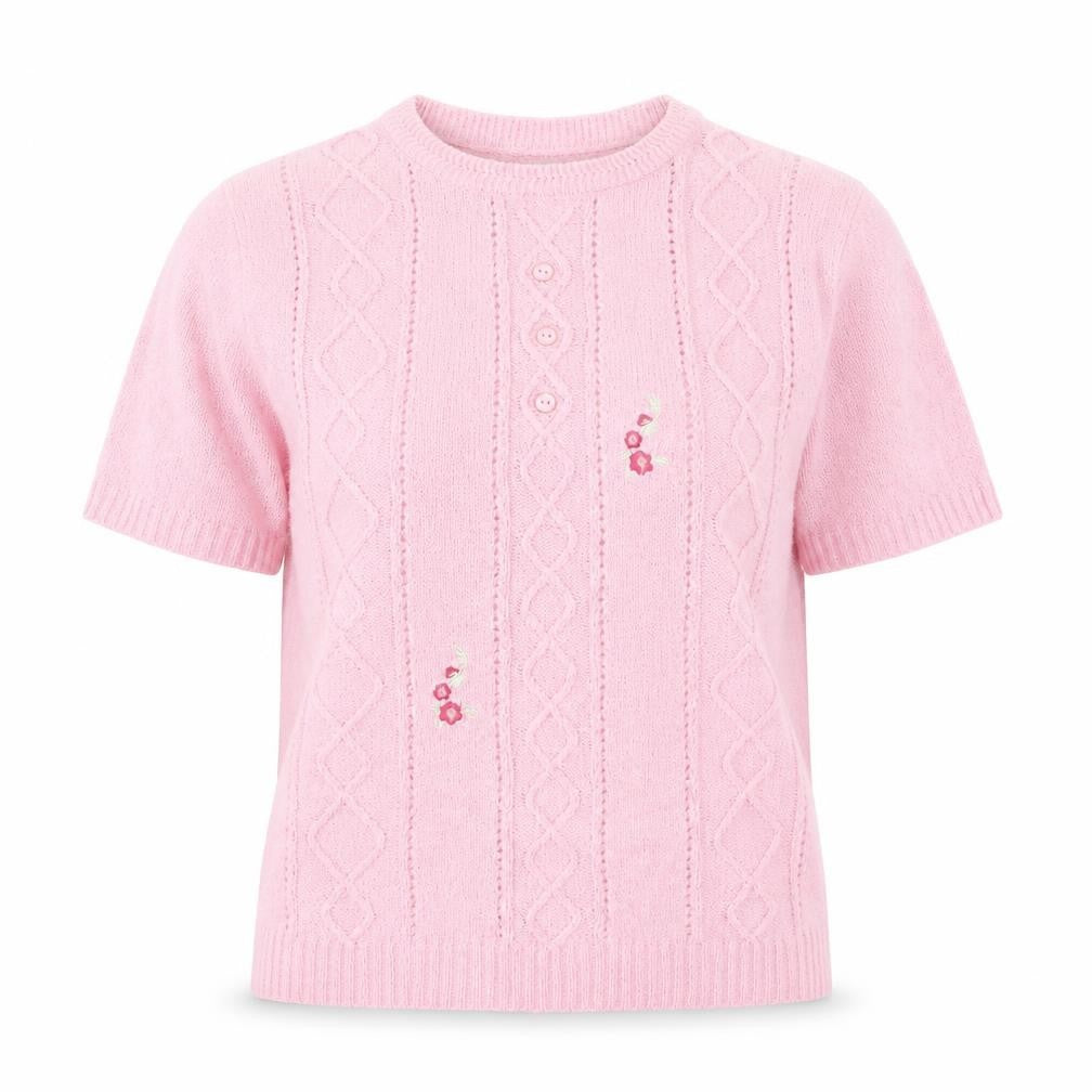 Damart Womens Pink Acrylic Basic T-Shirt Size 14 Crew Neck