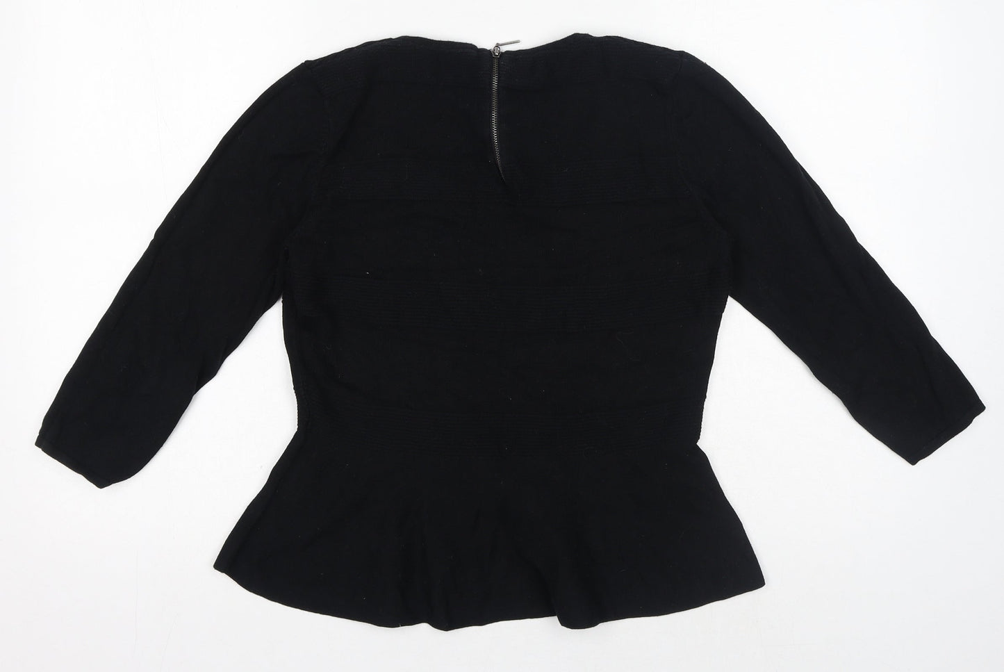 Oasis Womens Black Cotton Basic T-Shirt Size M - Peplum