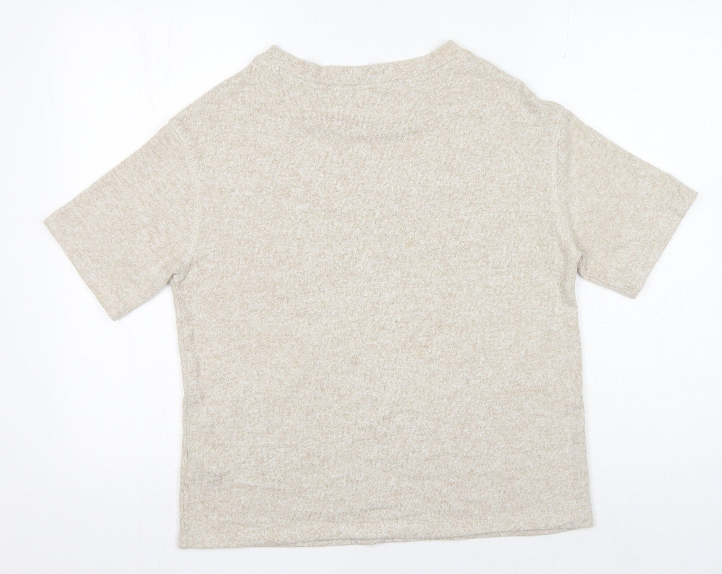 Marks and Spencer Womens Beige Viscose Basic T-Shirt Size 8 Crew Neck