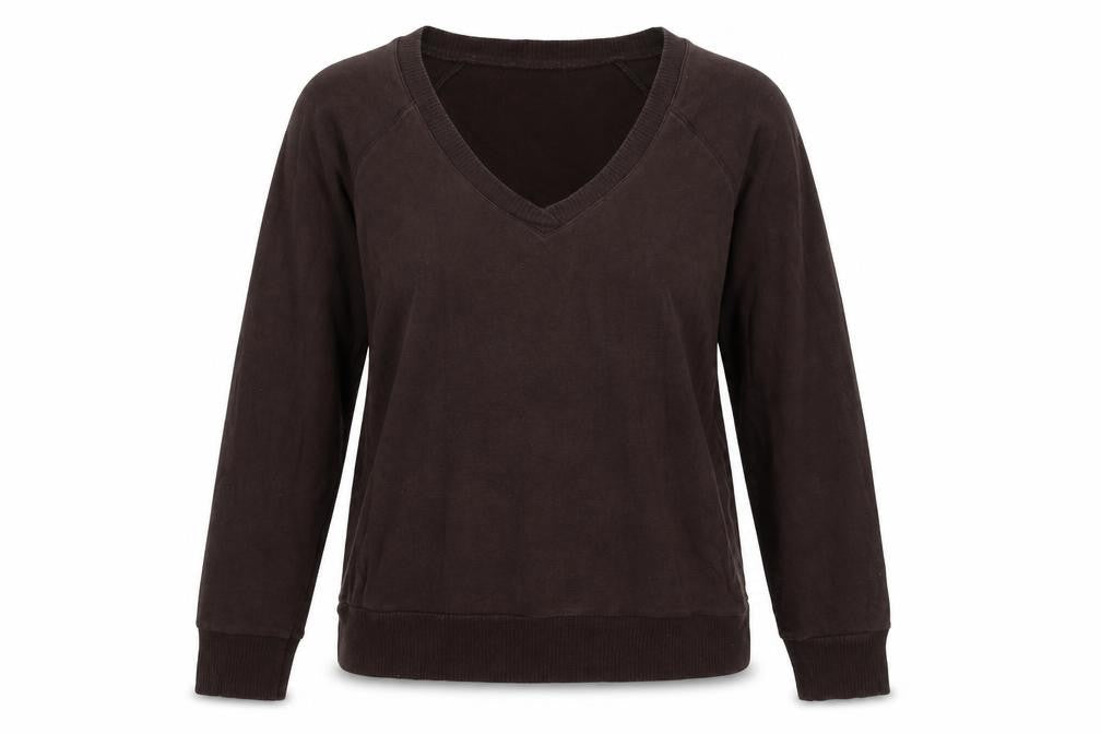 Topshop Womens Brown Cotton Pullover Sweatshirt Size 14 Pullover - V Neck