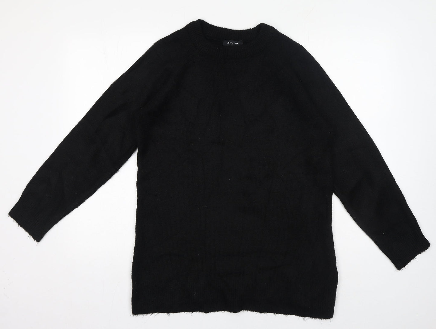 New Look Womens Black Crew Neck Acrylic Pullover Jumper Size S