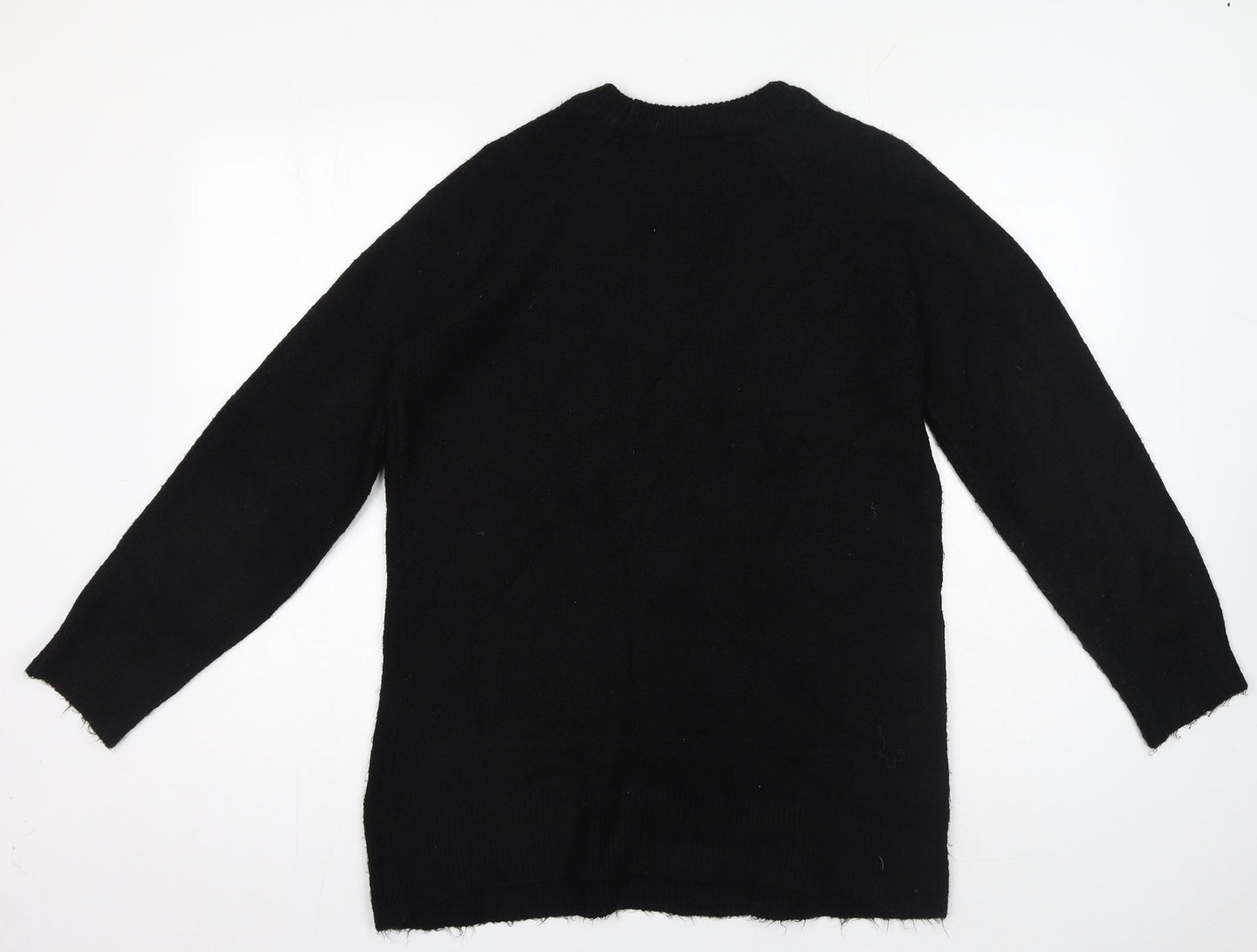 New Look Womens Black Crew Neck Acrylic Pullover Jumper Size S