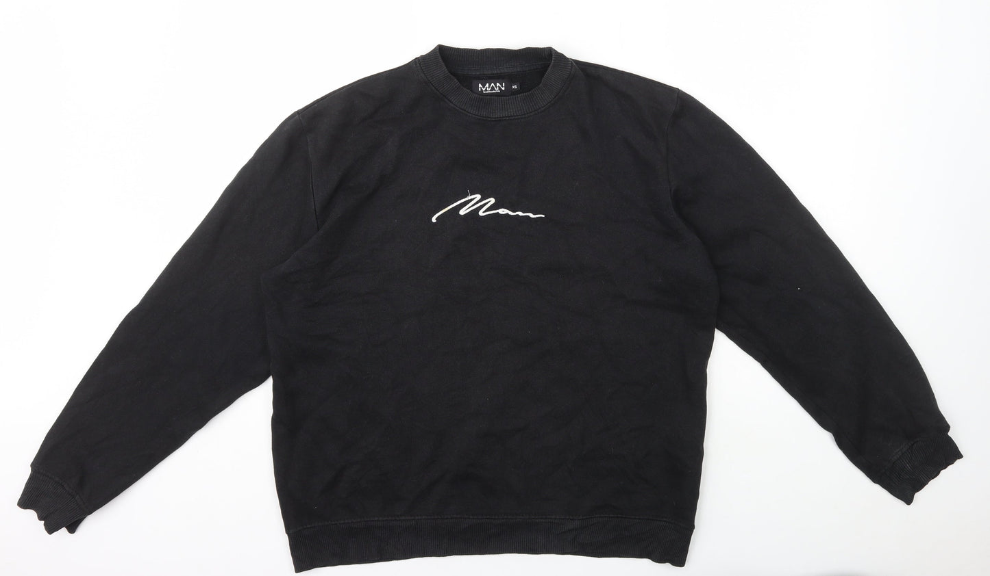 Boohoo Mens Black Cotton Pullover Sweatshirt Size XS
